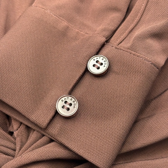 🆕 RAT & BOA 🧿 NWOT Rucci Long Sleeve Ruched Shirt Dress, Brown - Sz L - Picture 14 of 17